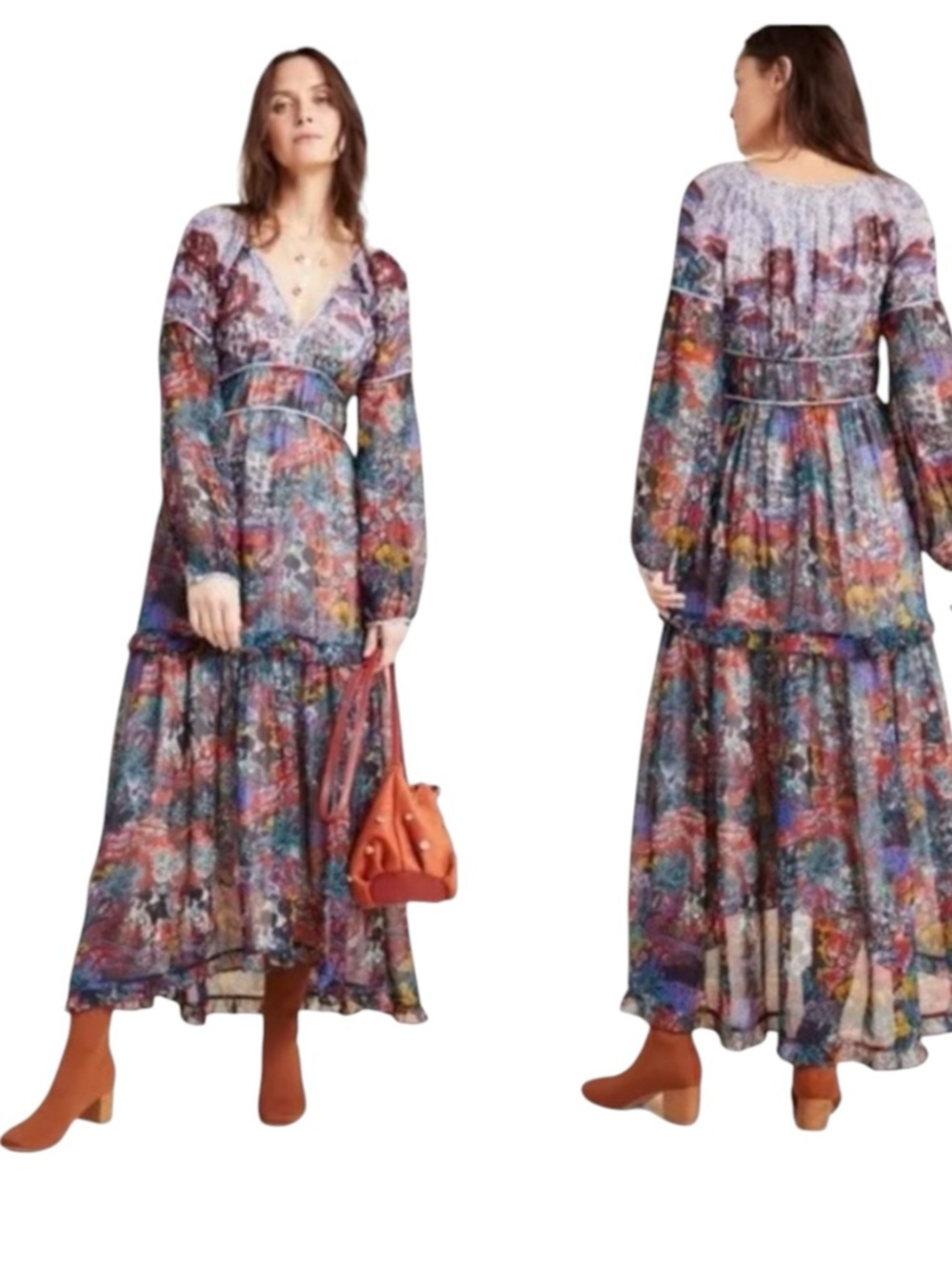 Maeve Annabella Tiered Maxi Dress 4 Floral Boho NWT